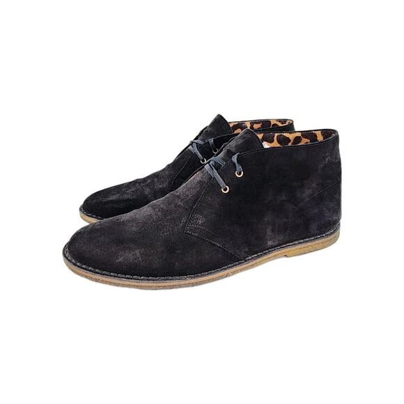 Saint Laurent YSL Suede Leather Chukka Boots US 12 Men's Black Leopard Print - Picture 1 of 14